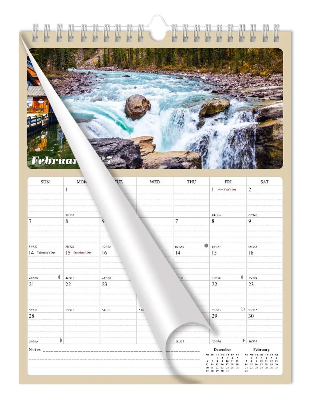 2027 Wall Calendar Spiral-bound Twin - 12 Months Planner 8.5